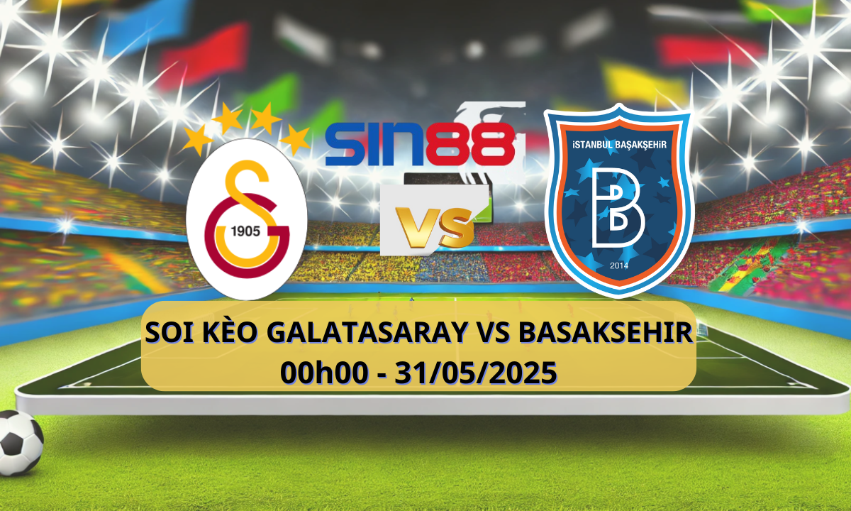 Banner quảng cáo trận đấu thể thao giữa Galatasaray và Basaksehir